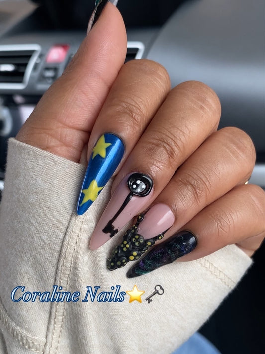 Coraline-Inspired Blue Key Set